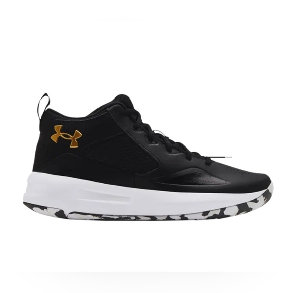 Under Armour Lockdown 6 Mens Size 11 Black And White With Metallic Gold Logo